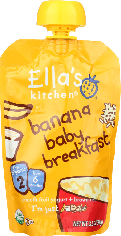 ELLA'S KITCHEN: Organic Fruit Smoothie Banana Baby Brekkie Stage 1, 3.5 oz