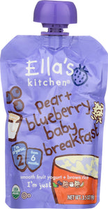 ELLA'S KITCHEN: Pear + Blueberry Baby Brekkie Stage 1, 3.5 oz