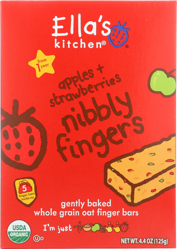 ELLAS KITCHEN: Nibbly Fingers Apples + Strawberries, 4.4 oz