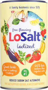 LOSALT: Reduced Sodium Iodized Salt, 12.35 oz