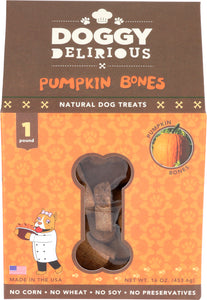 DOGGY DELIRIOUS: Natural Dog Treats Pumpkin Bones, 16 oz