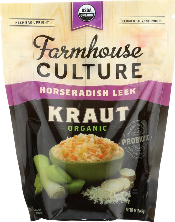 FARMHOUSE CULTURE: Organic Horseradish Leek Kraut, 16 Oz