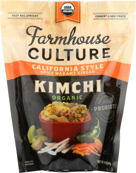 FARMHOUSE CULTURE: Organic Kimchi Spicy Wakame Ginger, 16 oz