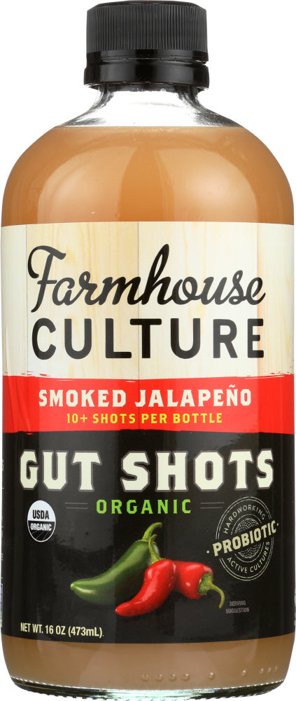 FARMHOUSE CULTURE: Beverage Gut Shots Smoked Jalapeno, 16 oz