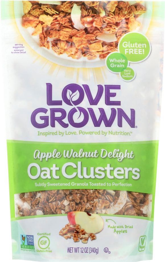 LOVE GROWN: Oat Clusters Apple Walnut Delight Granola, 12 oz