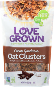 LOVE GROWN: Oat Clusters Cocoa Goodness Granola, 12 oz