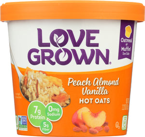 LOVE GROWN: Foods Hot Oats Peach Almond Vanilla, 2.22 oz