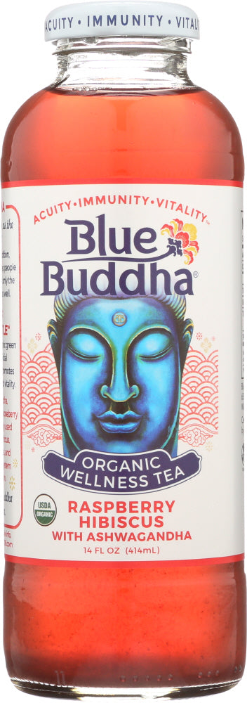 BLUE BUDDHA: Tea Raspberry Hibiscus Organic, 14 oz