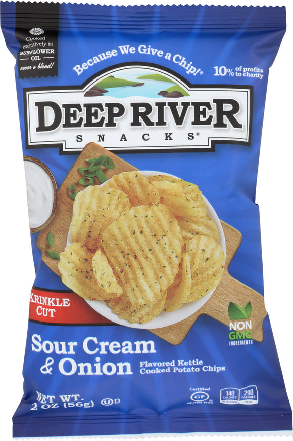 DEEP RIVER: Sour Cream and Onion Kettle Chips, 2oz
