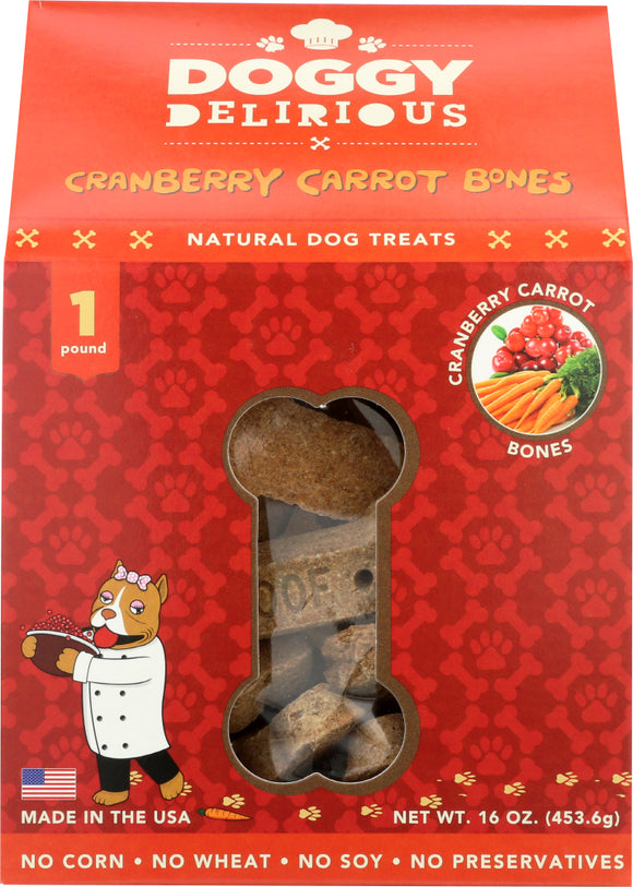 DOGGY DELIRIOUS: Dog Bone Cranberry Carrot, 16 oz