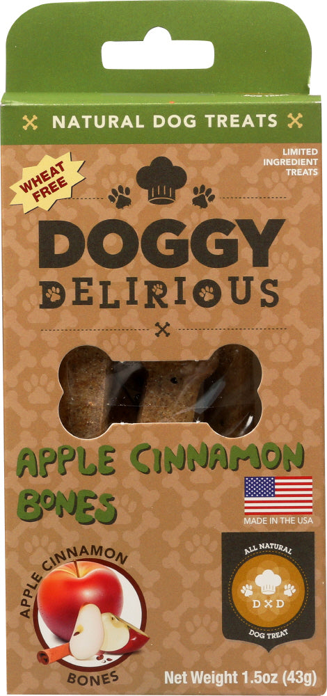 DOGGY DELIRIOUS: Natural Dog Treats Apple Cinnamon Bones, 1.5 oz