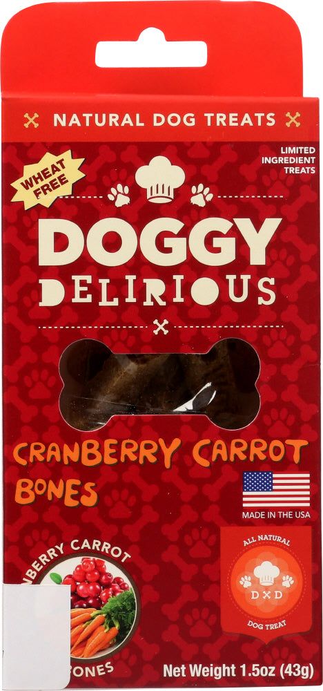 DOGGY DELIRIOUS: Dog Treat Cranberry Carrot Bones, 1.5 oz