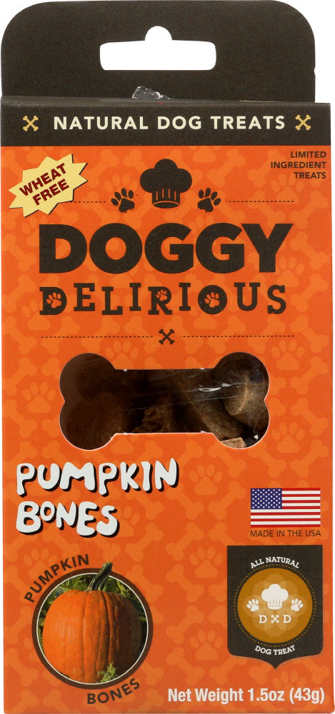 DOGGY DELIRIOUS: Natural Dog Treats Pumpkin Bones, 1.5 oz