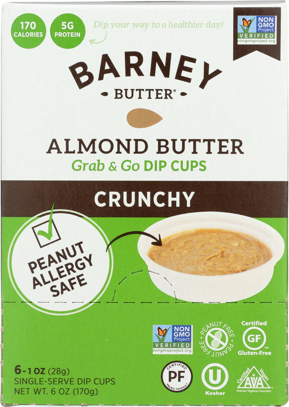 BARNEY BUTTER: Almond Butter Crunchy Dip Cups 6 Pack 6 Oz