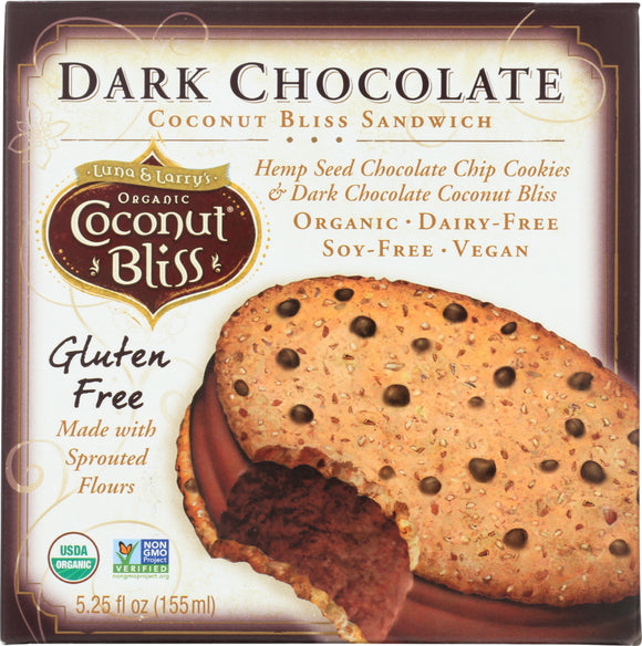 LUNA & LARRYS COCONUT BLISS: Dark Chocolate Coconut Bliss Cookie Sandwich, 5.25 fl oz