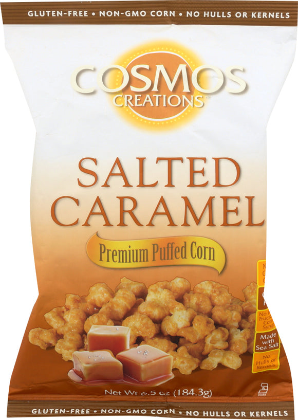 COSMOS CREATIONS: Gluten Free Salted Caramel Premium Puffed Corn, 6.5 oz