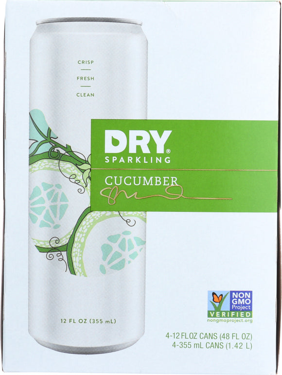 DRY: Soda Dry Sparkling Cucumber Can 4 Pack, 48 oz