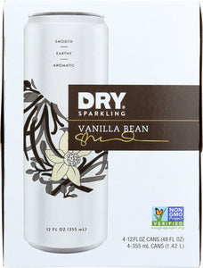 DRY: Soda Dry Sparkling Vanilla Bean Can 4 Pack, 48 oz