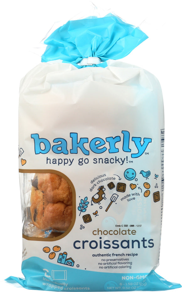 BAKERLY: Croissants Chocolate Filled, 6 pk