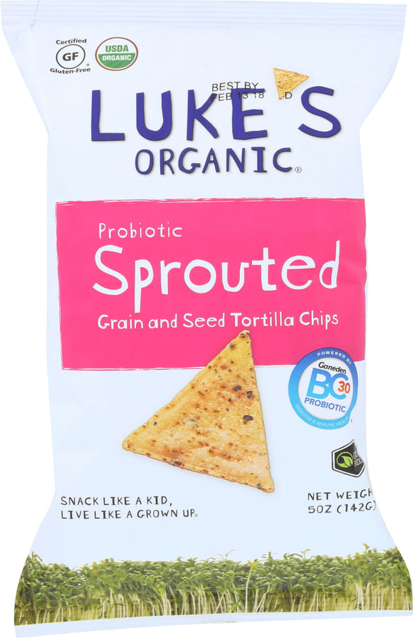 LUKES ORGANIC: Chips Tortillas Grain Seed Probiotic, 5 oz