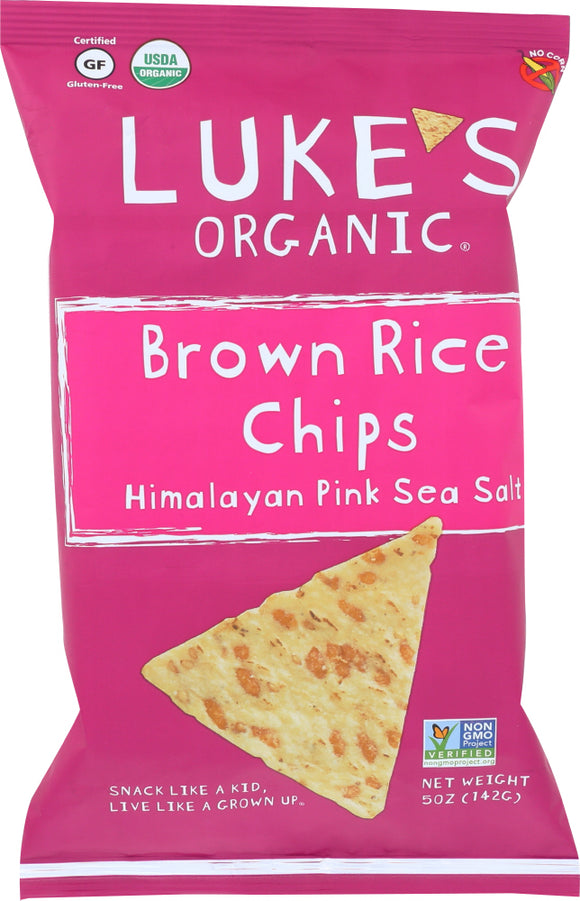 LUKE'S ORGANIC: Brown Rice Chips Himalayan Pink Sea Salt, 5 oz