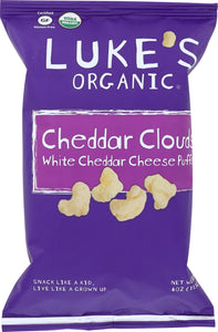 LUKES ORGANIC: Cheddar Clouds Cheese Puffs, 4 oz