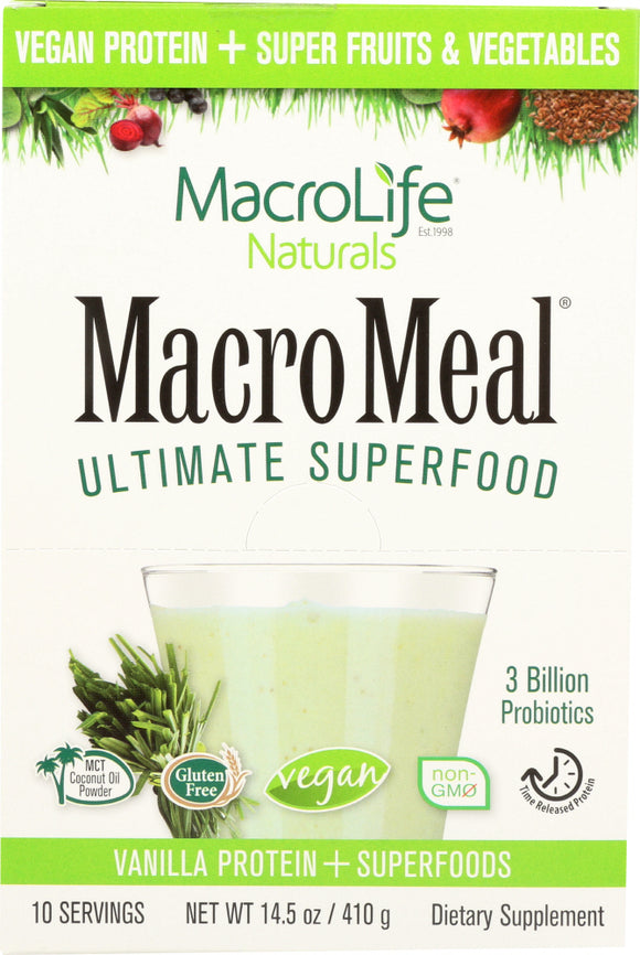 MACROLIFE NATURALS: Vegan Vanilla Macromeal, 10 pack