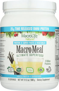 MACROLIFE NATURALS: Omni Protein Vanilla Macromeal 15 servings, 21.2 oz