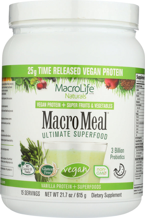 MACROLIFE NATURALS: Macromeal Vegan Vanilla 15 servings, 21.7 oz