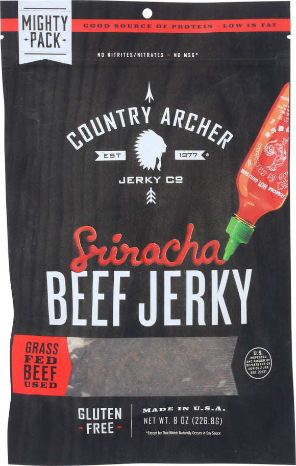 COUNTRY ARCHER: Jerky Beef Sriracha, 8 oz