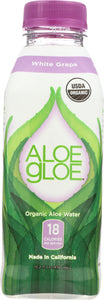 ALOE GLOE: Organic Aloe Water White Grape, 15.2 oz