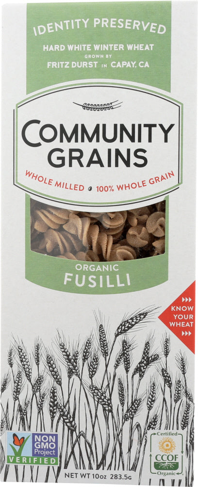 COMMUNITY GRAINS: Pasta Fusilli Whole Grain, 10 oz