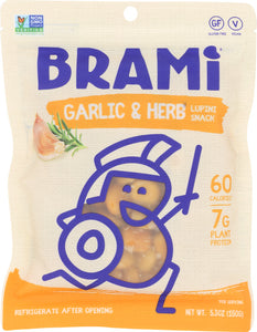 BRAMI LUPINI SNACK: Snacking Lupini Beans Garlic and Herb, 5.3 oz