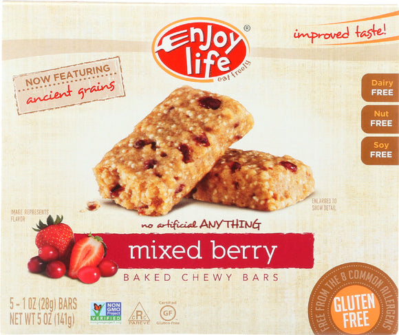 ENJOY LIFE: Baked Chewy Bars Mixed Berry 5 Bars, 5 oz