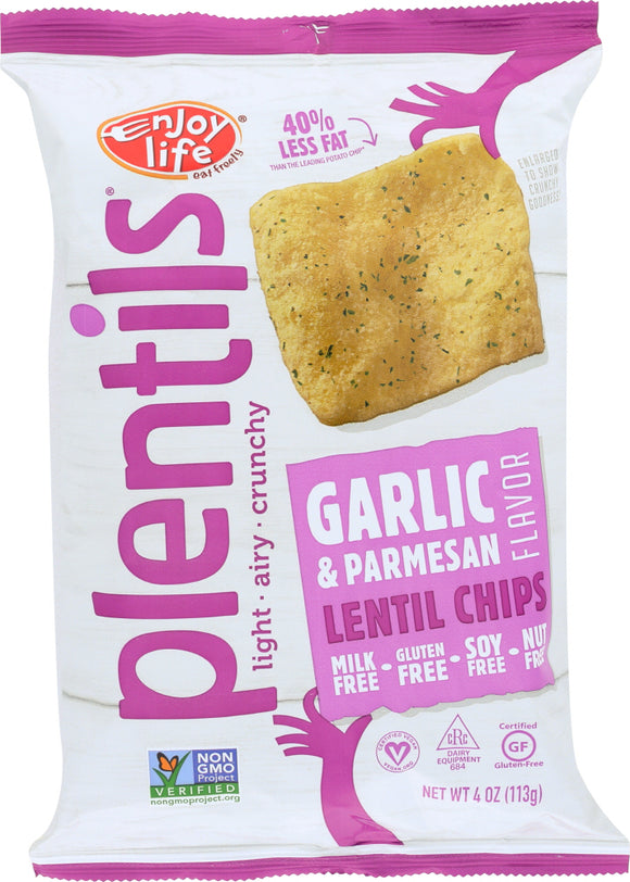 ENJOY LIFE: Plentils Lentil Chips Garlic & Parmesan, 4 oz