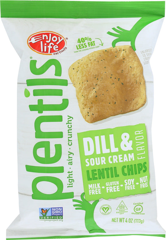 ENJOY LIFE: Plentils Crunchy Lentil Chips Dill & Sour Cream, 4 oz