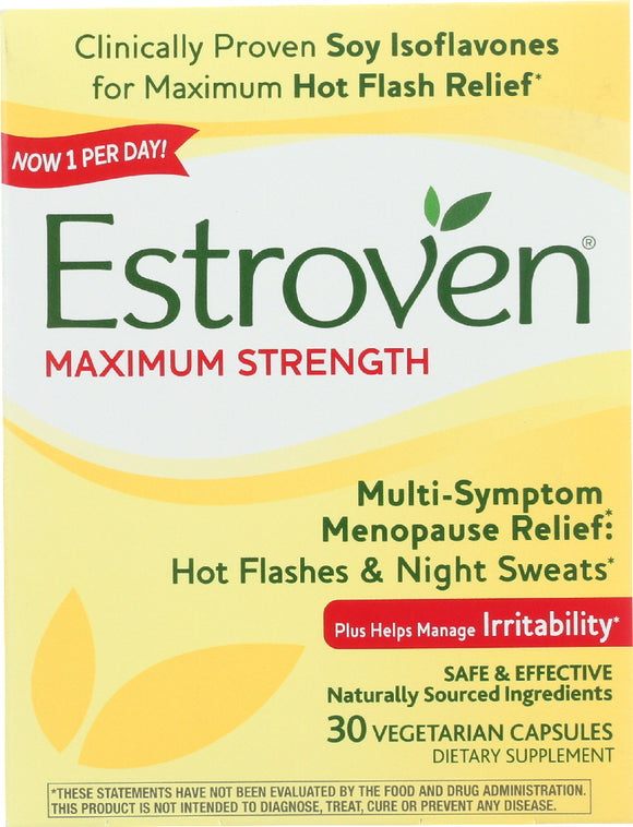 ESTROVEN: Maximum Strength Menopause Relief Multi-Symptom, 30 Vegetarian Capsules