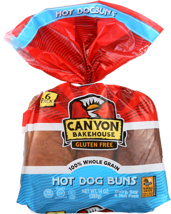 CANYON BAKEHOUSE: Hot Dog Buns Gluten-free Wholegrain 6 pk, 14 oz