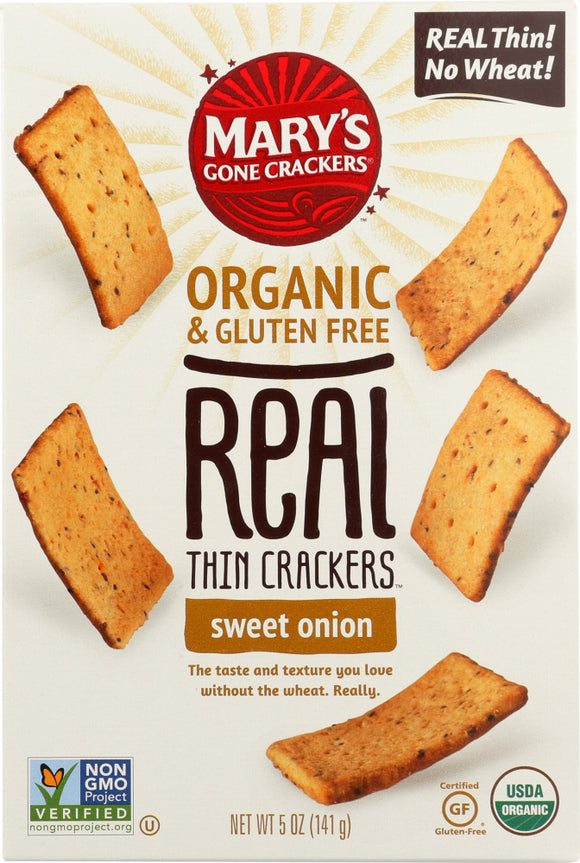 MARYS GONE CRACKERS: Organic Real Thin Crackers Gluten Free Sweet Onion, 5 oz