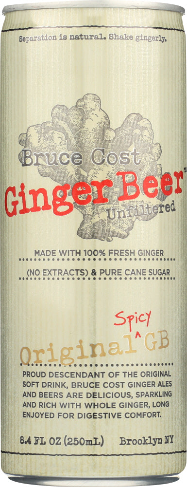 BRUCE COST GINGER ALE: Ginger Beer Unfiltered Spicy, 8.4 oz