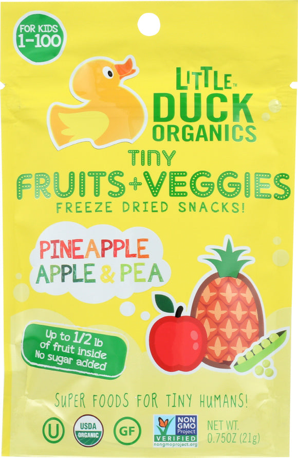 LITTLE DUCK ORGANCS: Pineapple Apple & Pea Tiny Fruits + Veggies Snacks, 0.75 oz