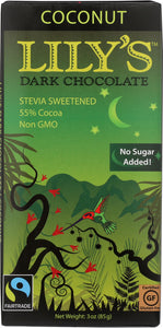 LILY'S: Dark Chocolate with Stevia Coconut, 3 oz