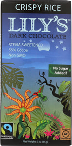 LILY'S: Dark Chocolate with Stevia Crispy Rice, 3 oz