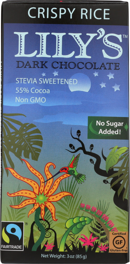 LILY'S: Dark Chocolate with Stevia Crispy Rice, 3 oz