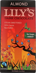 LILY'S: Dark Chocolate with Stevia Almond, 3 oz