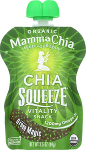 MAMMA CHIA: Organic Chia Squeeze Vitality Snack Green Magic, 3.5 oz