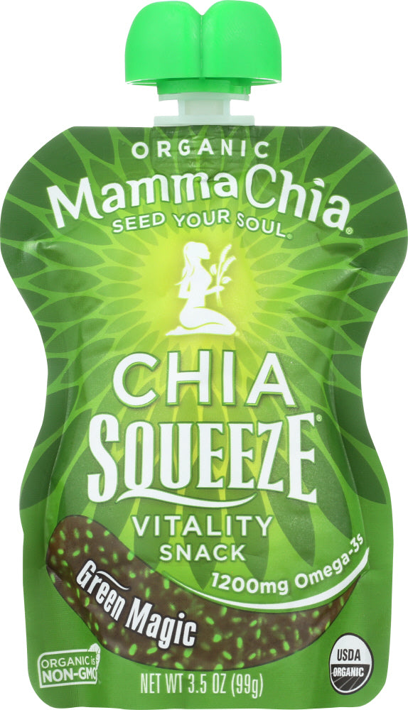 MAMMA CHIA: Organic Chia Squeeze Vitality Snack Green Magic, 3.5 oz