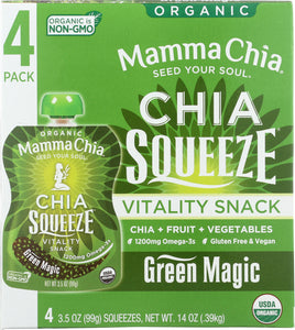 MAMMA CHIA: Organic Chia Vitality Snack Green Magic 4 pack, 14 oz