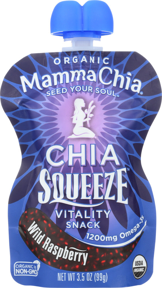 MAMMA CHIA: Squeeze Vitality Snack Wild Raspberry, 3.5 oz