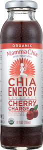 MAMMA CHIA: Organic Cherry Charge Clean Energy Beverage, 10 oz